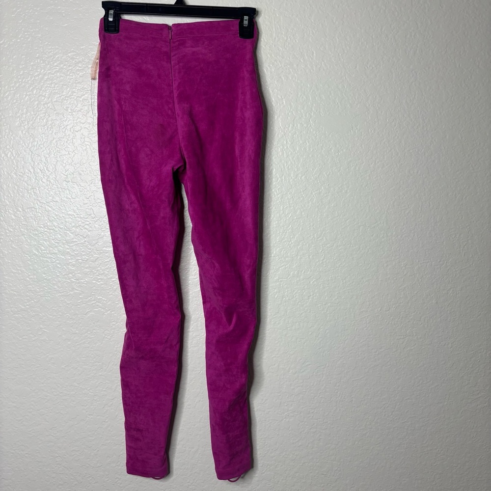 House of CB Sophina Vegan Suede Pink Lace Up Skinny Leg Pants Size XS - Picture 6 of 7